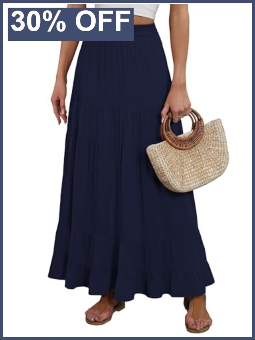 Women's Summer Maxi Skirt 100% Rayon Flowy A-Line with Pockets